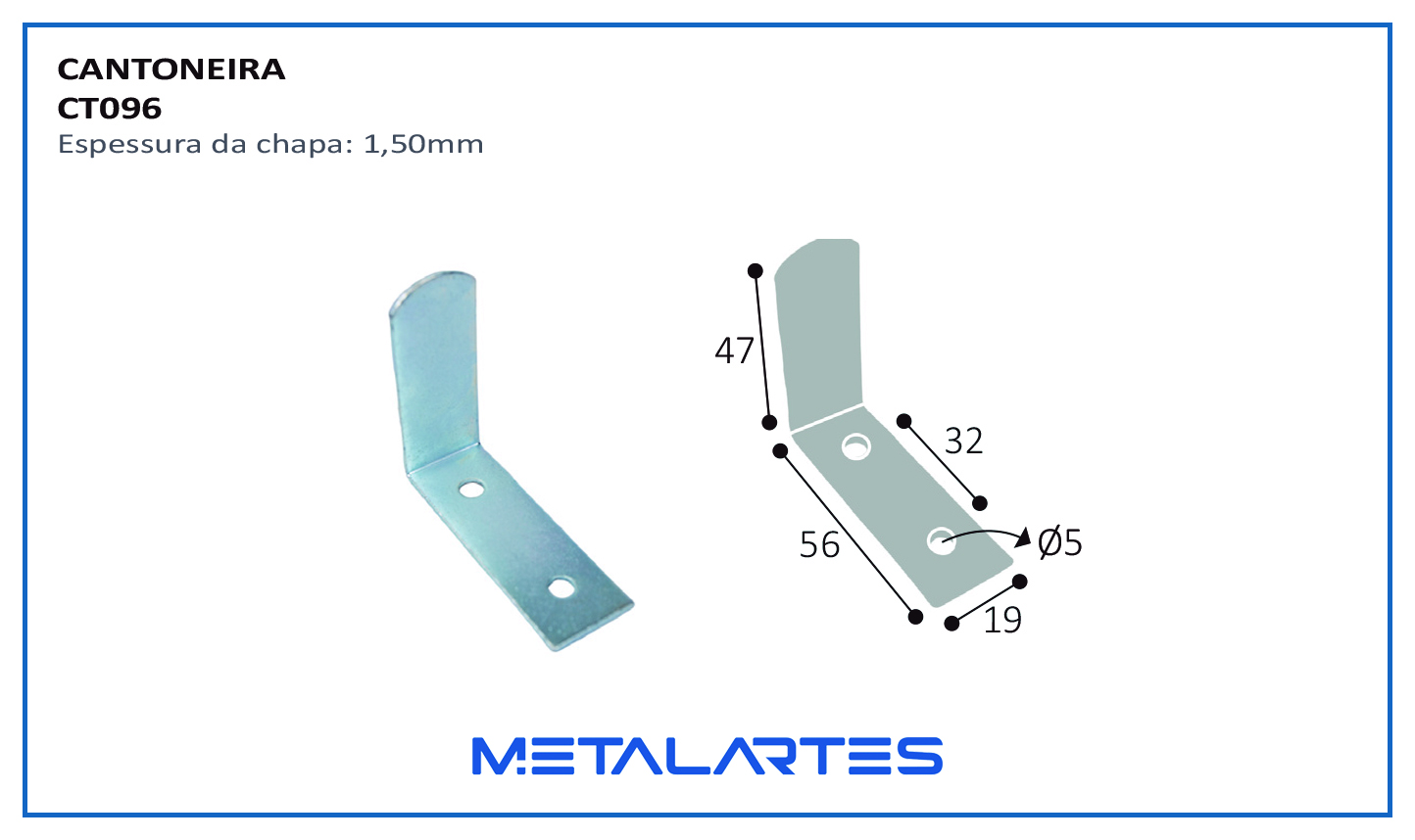 CANTONEIRA CT096 55X47X20MM 2F