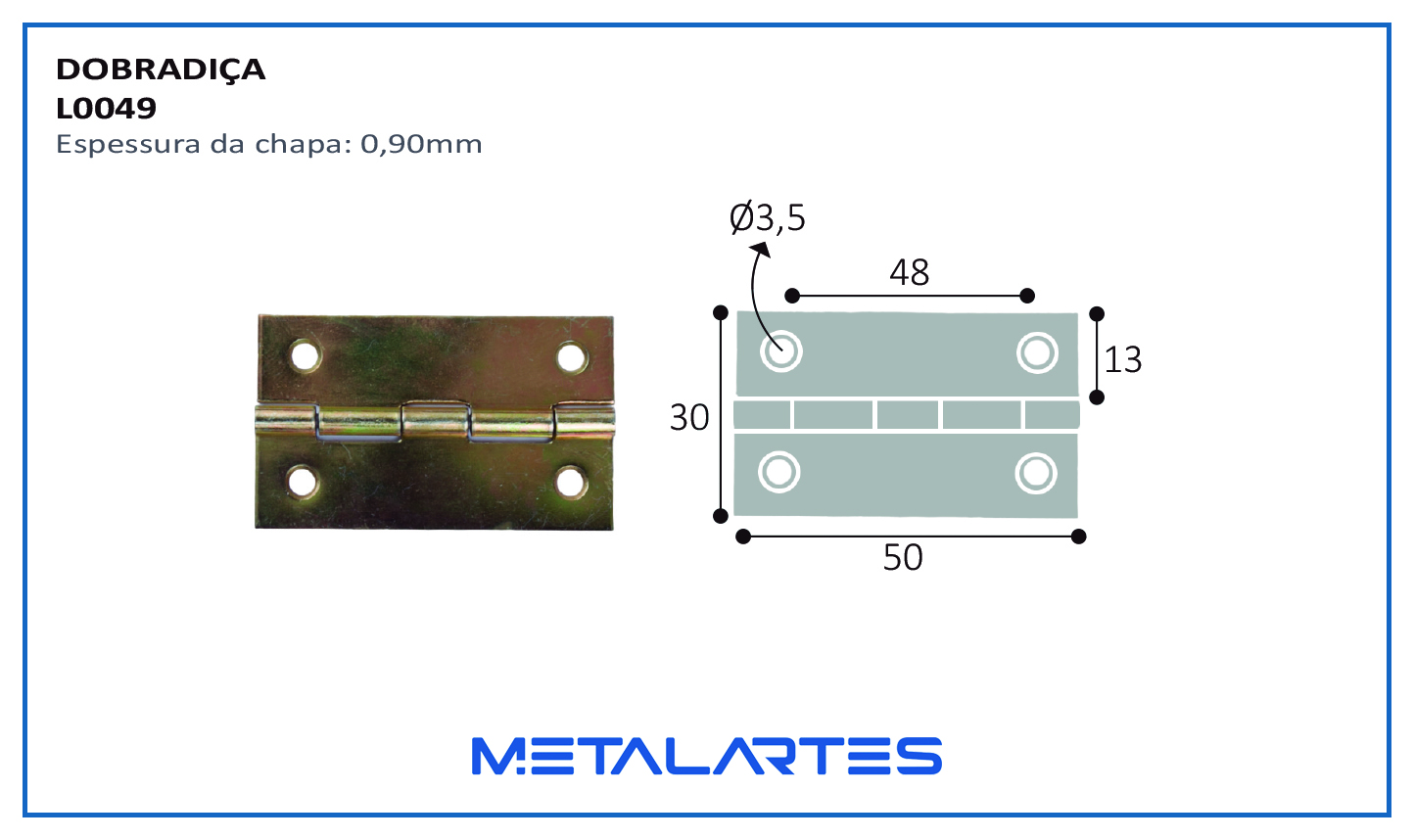 DOBRADIÇA L0049 RETA 2" 49X30MM