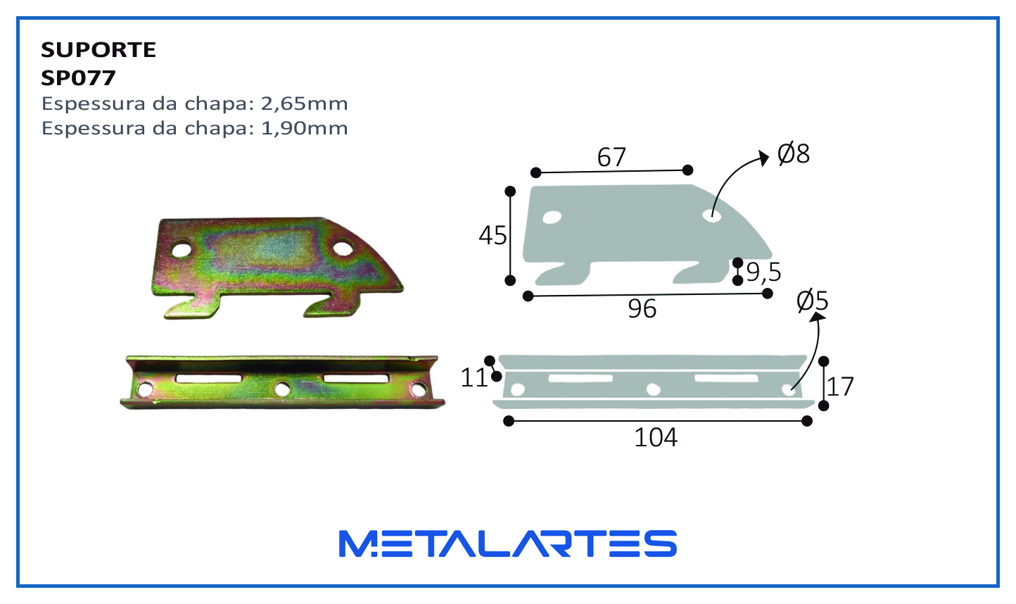 SUPORTE SP077 CAMA CAIXINHA 104MM